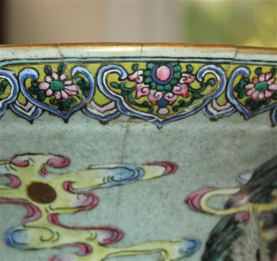 A massive Chinese famille rose foreign ambassadors vase, Daoguang period (1821-50), 77.5cm, some damage to neck and foot